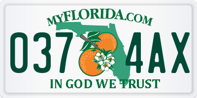 FL license plate 0374AX