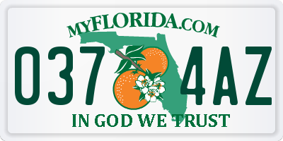 FL license plate 0374AZ