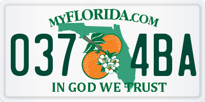 FL license plate 0374BA