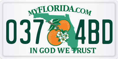 FL license plate 0374BD