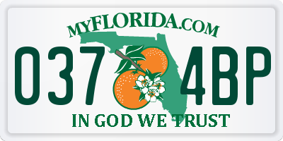 FL license plate 0374BP
