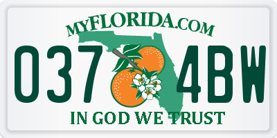 FL license plate 0374BW