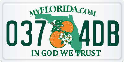 FL license plate 0374DB