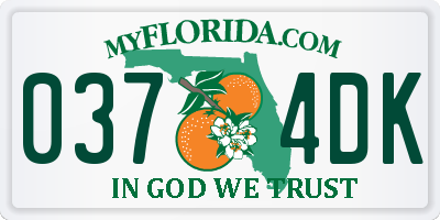 FL license plate 0374DK