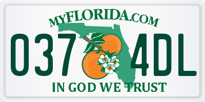 FL license plate 0374DL