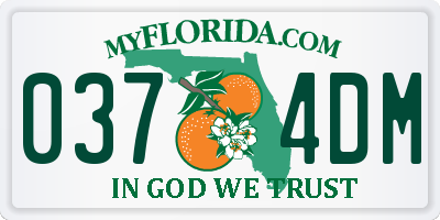 FL license plate 0374DM
