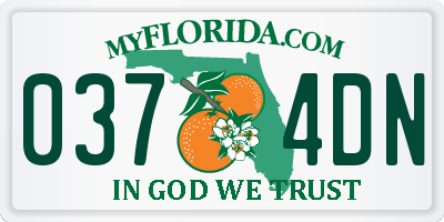 FL license plate 0374DN