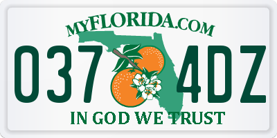 FL license plate 0374DZ