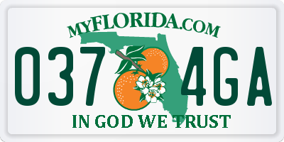 FL license plate 0374GA