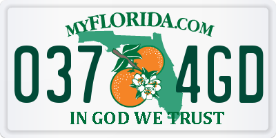 FL license plate 0374GD