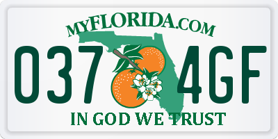 FL license plate 0374GF