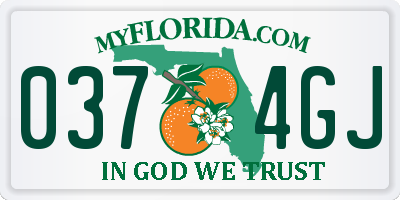 FL license plate 0374GJ