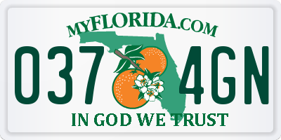 FL license plate 0374GN