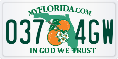 FL license plate 0374GW