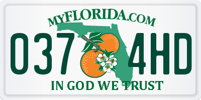 FL license plate 0374HD