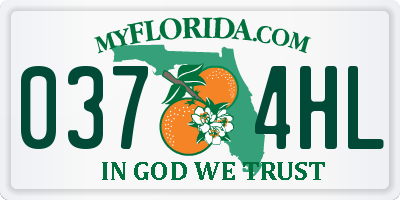 FL license plate 0374HL