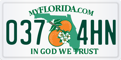 FL license plate 0374HN