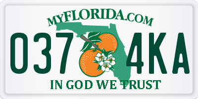 FL license plate 0374KA
