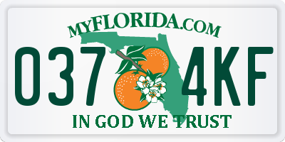 FL license plate 0374KF