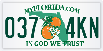 FL license plate 0374KN
