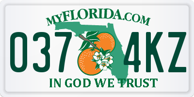 FL license plate 0374KZ