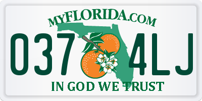 FL license plate 0374LJ