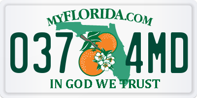 FL license plate 0374MD