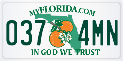 FL license plate 0374MN