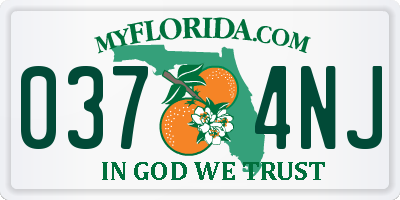FL license plate 0374NJ