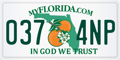 FL license plate 0374NP