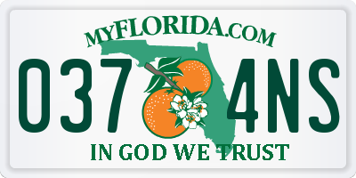 FL license plate 0374NS