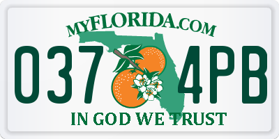 FL license plate 0374PB