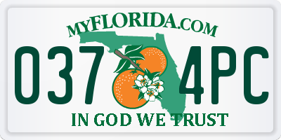 FL license plate 0374PC