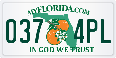FL license plate 0374PL