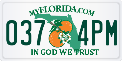 FL license plate 0374PM