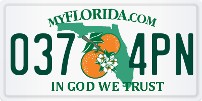 FL license plate 0374PN