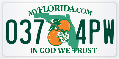 FL license plate 0374PW