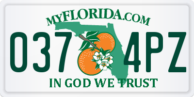 FL license plate 0374PZ