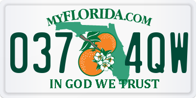 FL license plate 0374QW