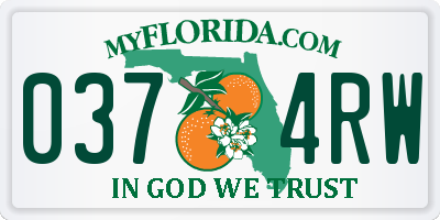 FL license plate 0374RW
