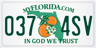 FL license plate 0374SV