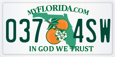 FL license plate 0374SW