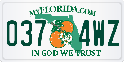 FL license plate 0374WZ