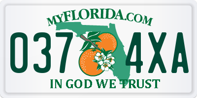 FL license plate 0374XA