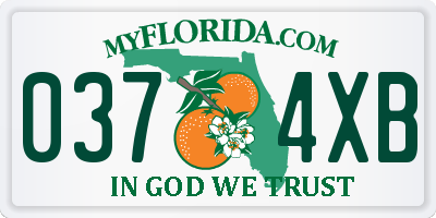 FL license plate 0374XB
