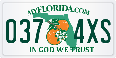 FL license plate 0374XS