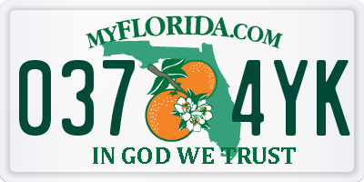 FL license plate 0374YK