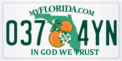 FL license plate 0374YN