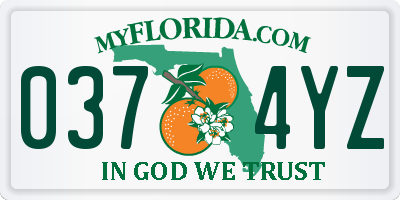 FL license plate 0374YZ