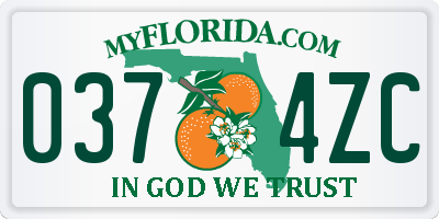 FL license plate 0374ZC